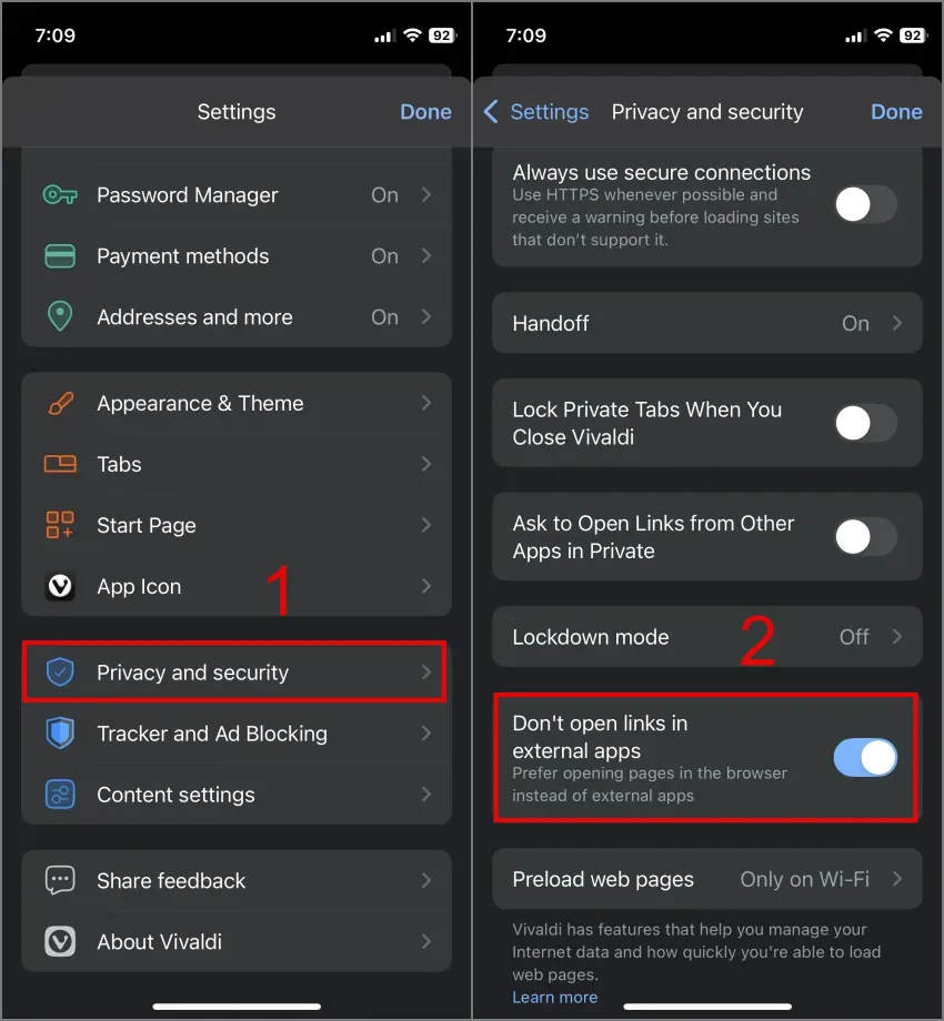 Block Links from opening external links on Vivaldi iOS