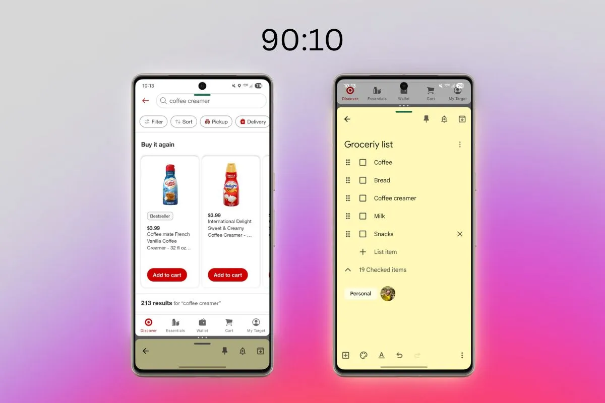 90-10 Split Screen Android 16
