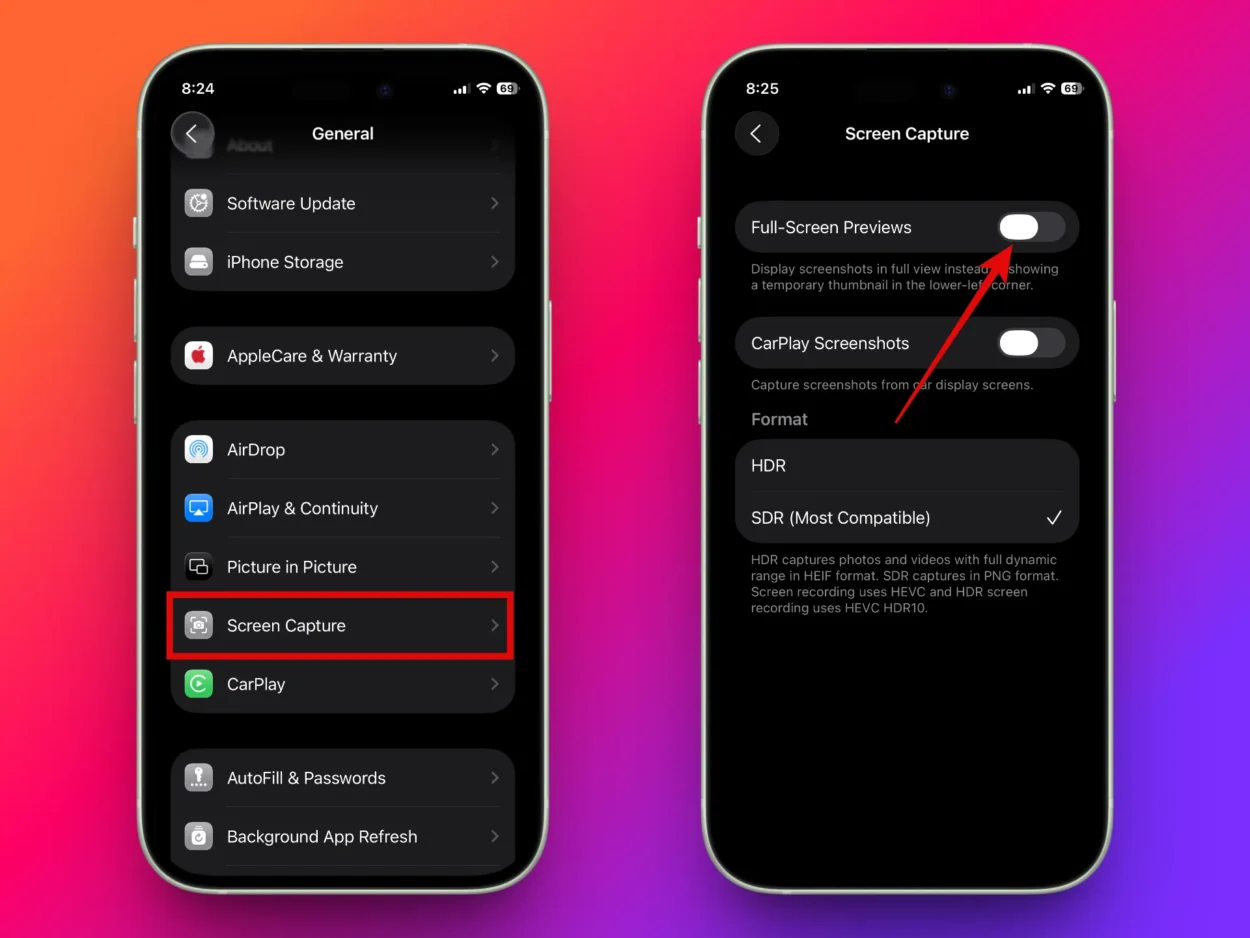 Disable Full-Screen Preview on iPhone and iPad