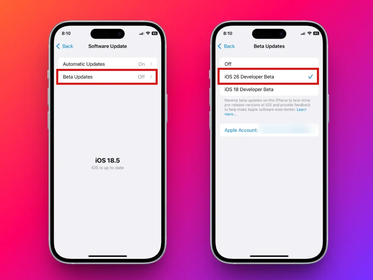 Enable iOS 26 Beta Updates
