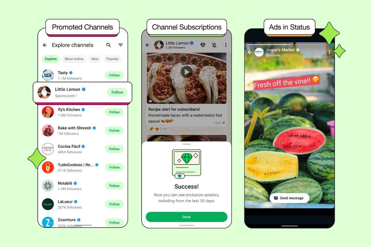 WhatsApp Announces Ads in Status, Channel Subsciptions, and Promoted Channels