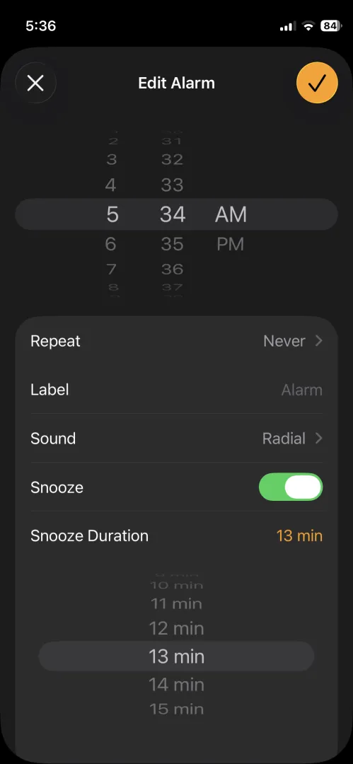 how to change snooze duration on iPhone
